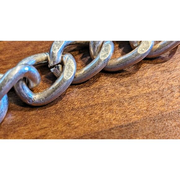 Navy Enamel Chain Link & Gold Tone Chain Link 28" Necklace - Picture 4 of 5